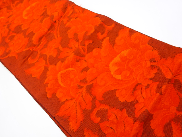 リサイクル　手織り紬花模様織出し名古屋帯